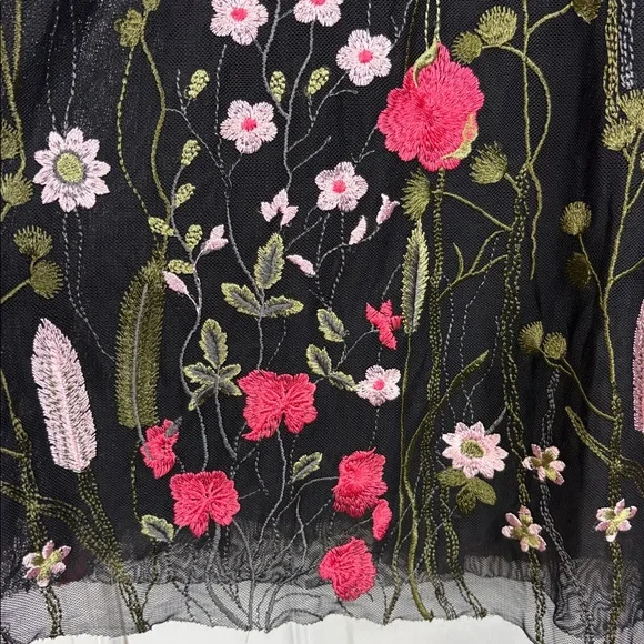 Anthropologie Moulinette Soeurs black floral embroidered maxi skirt sz med - Picture 6 of 8